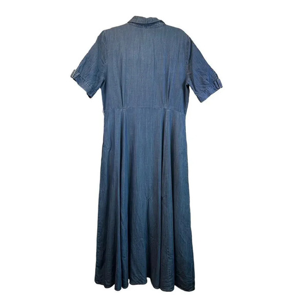 Calvin Klein Womens Blue Jeans Long Dress Front Slit FLAW BELT MISSING - Picture 2 of 15